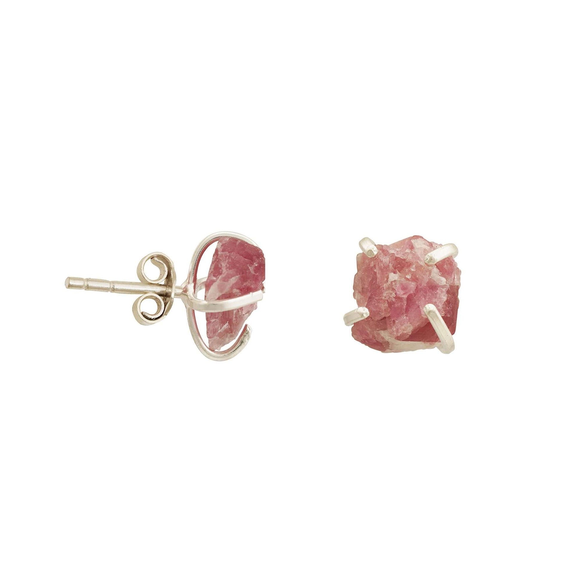 Handmade Rose Quartz Earrings in its Natural form in Silver 925-0