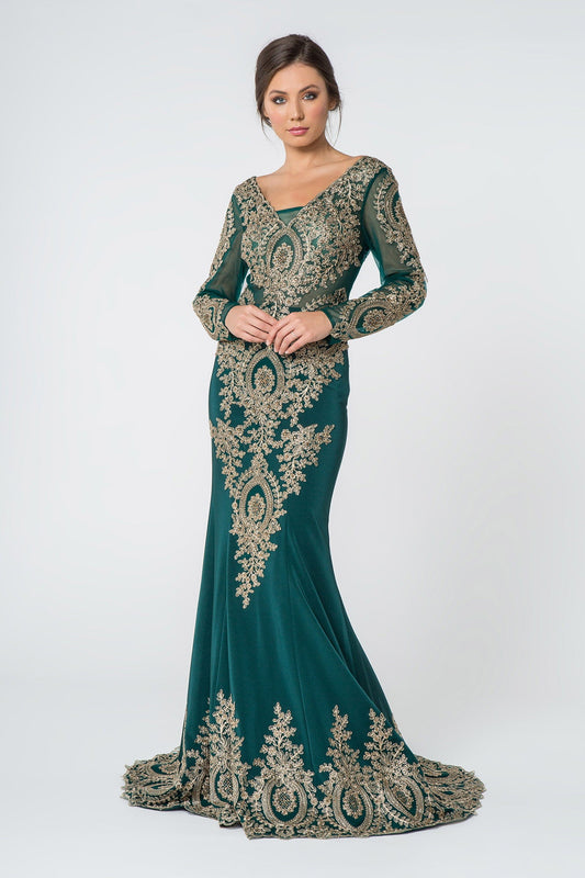 Rome Jersey Mermaid Long Dress with Sheer V-Back-0