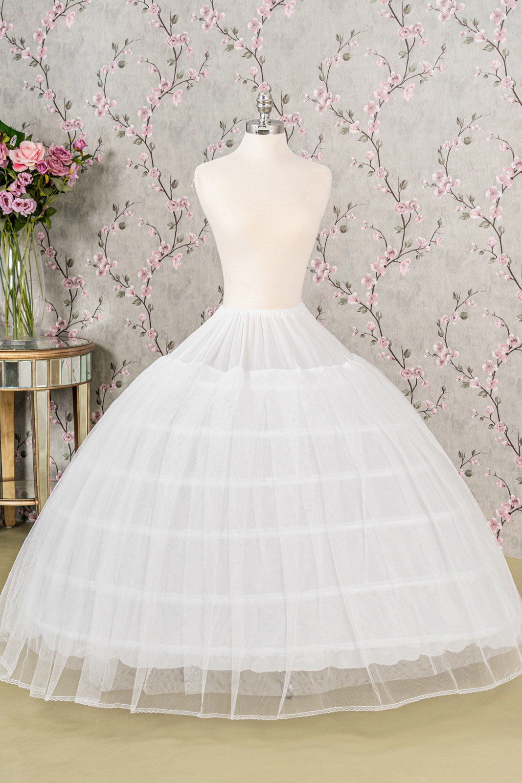 6-Hoops 2 Layers Tulle Premium Petticoat for Puffy & Full Heavy Quinceanera Dress-0