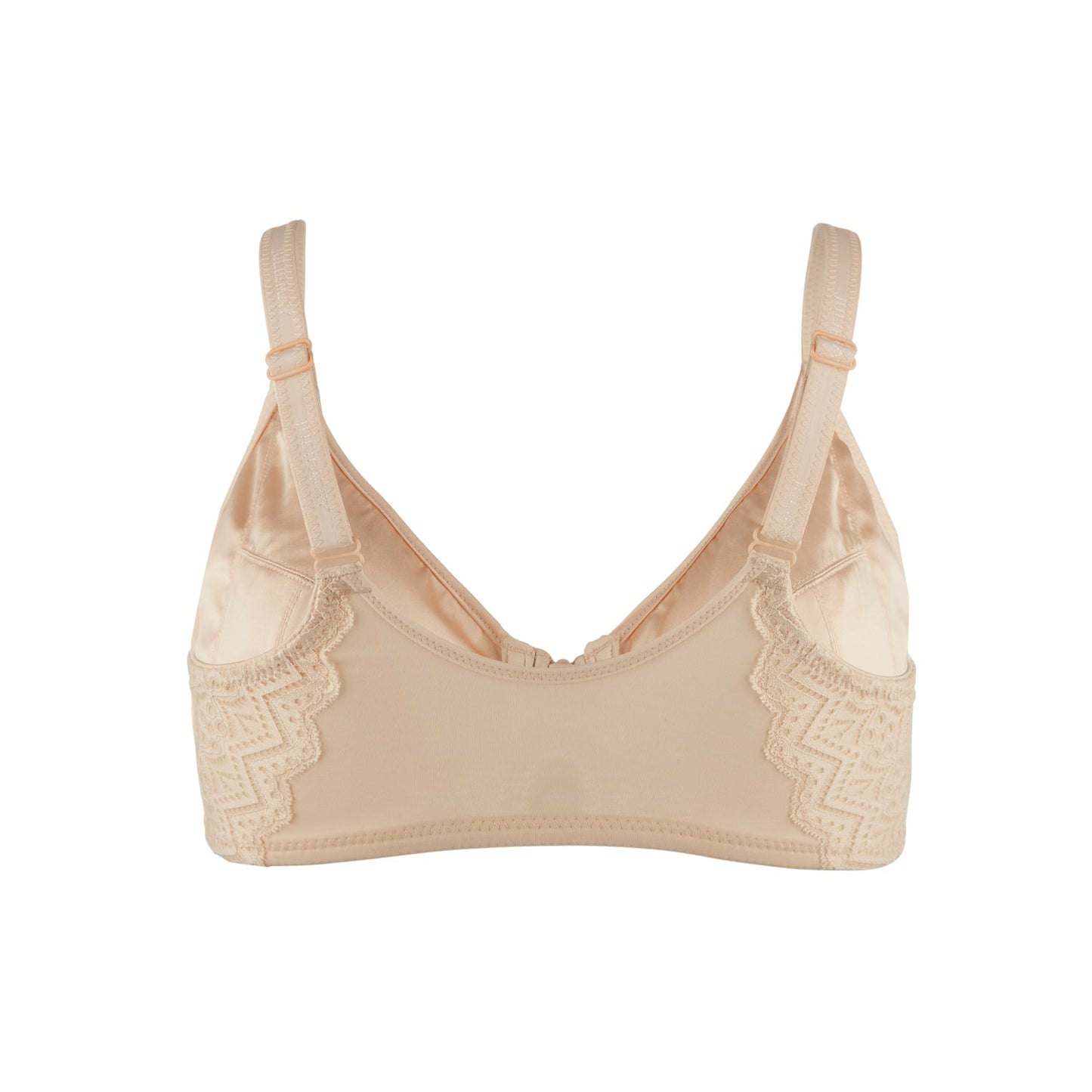 Grace - Peach Silk & Organic Cotton Lace Front Zip Wired Bra-3