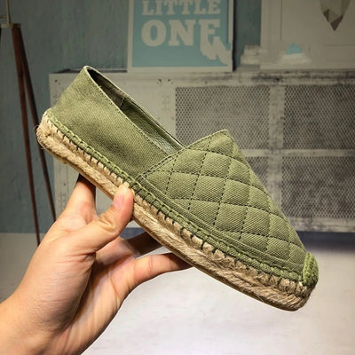 Women Flats Espadrilles Canvas Sewing Casual Genuine Leather Sheepskin Design High Quality Shoes Sneakers Women Plus Size 41 42