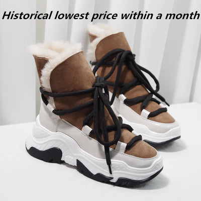 Winter Snow Boots Women Platform Shoes Woman Shearling Botas Mujer Ankle Boots Casual Botas Feminina Lace Up Chaussures Femme