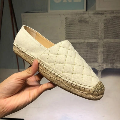 Women Flats Espadrilles Canvas Sewing Casual Genuine Leather Sheepskin Design High Quality Shoes Sneakers Women Plus Size 41 42