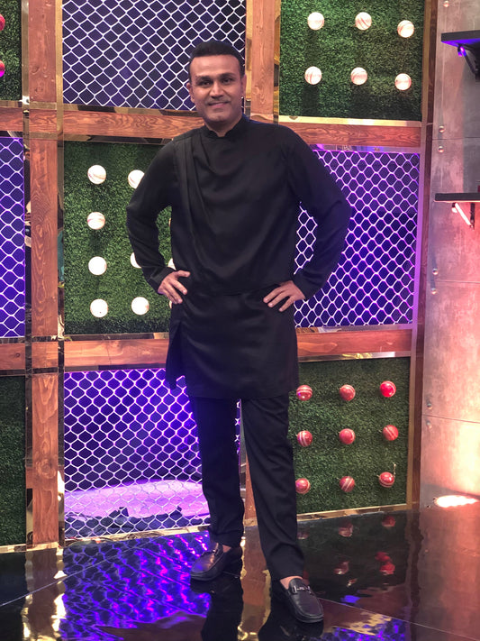 Virendra Sehwag In Our - Black Kurta set-0