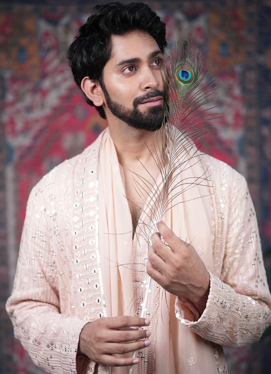 Ankush Bahuguna in our MAHIRA - ROSE GOLD CHIKANKARI KURTA SET-1