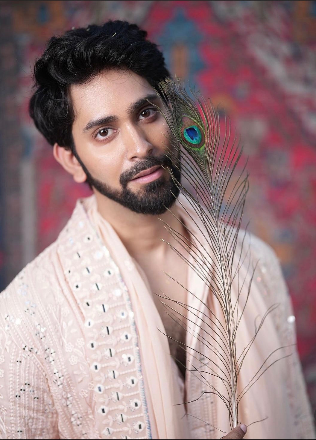 Ankush Bahuguna in our MAHIRA - ROSE GOLD CHIKANKARI KURTA SET-2