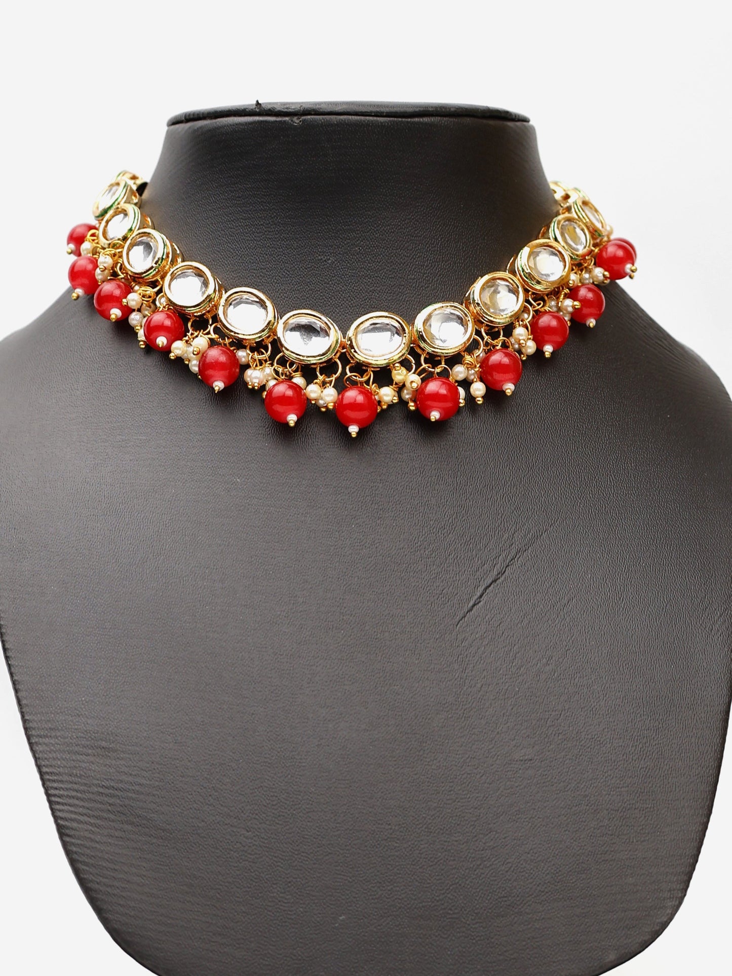 Kundan and Red Studs Necklace Set-1