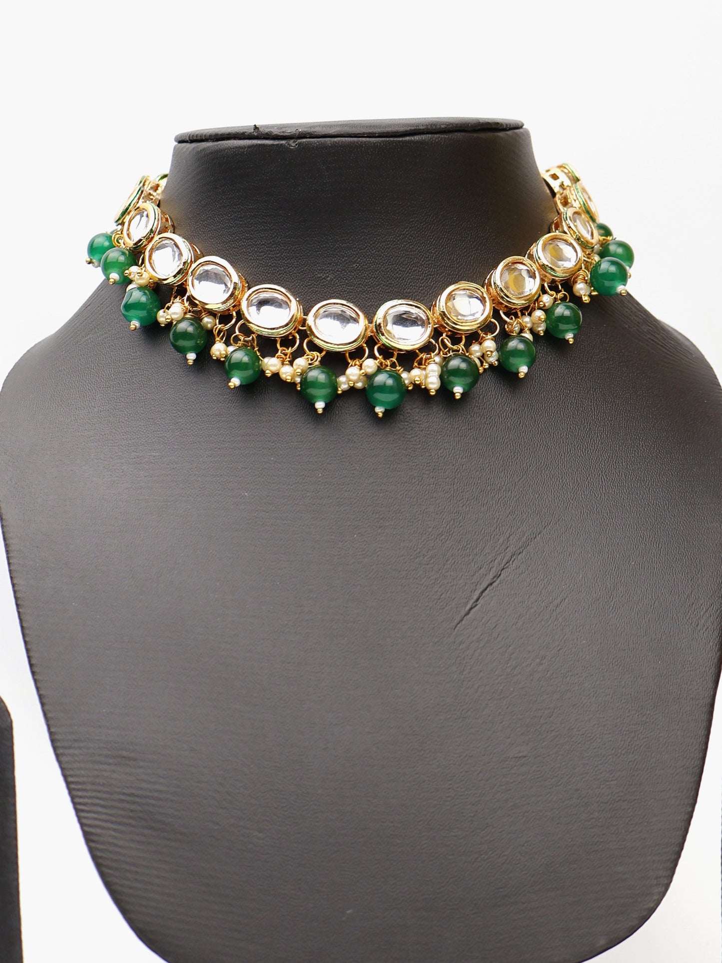 Kundan and Green Studs Necklace Set-1