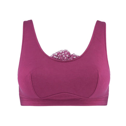 Fuchsia - Silk Back Support Full Coverage Wireless Organic Cotton Bra-2