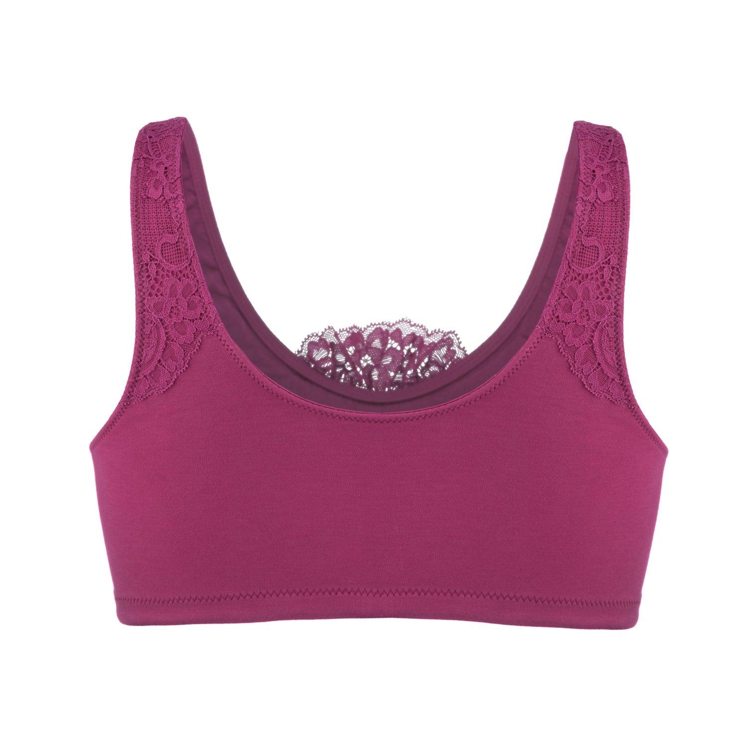 Fuchsia - Silk Back Support Full Coverage Wireless Organic Cotton Bra-3