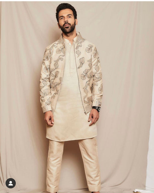 Rajkumar Rao In Our I & You - Beige Embroidered Bomber Jacket set-0