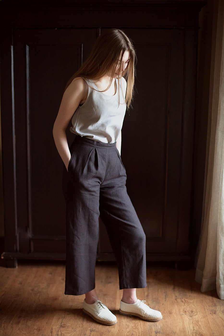 100% Linen Tailored Trousers-0