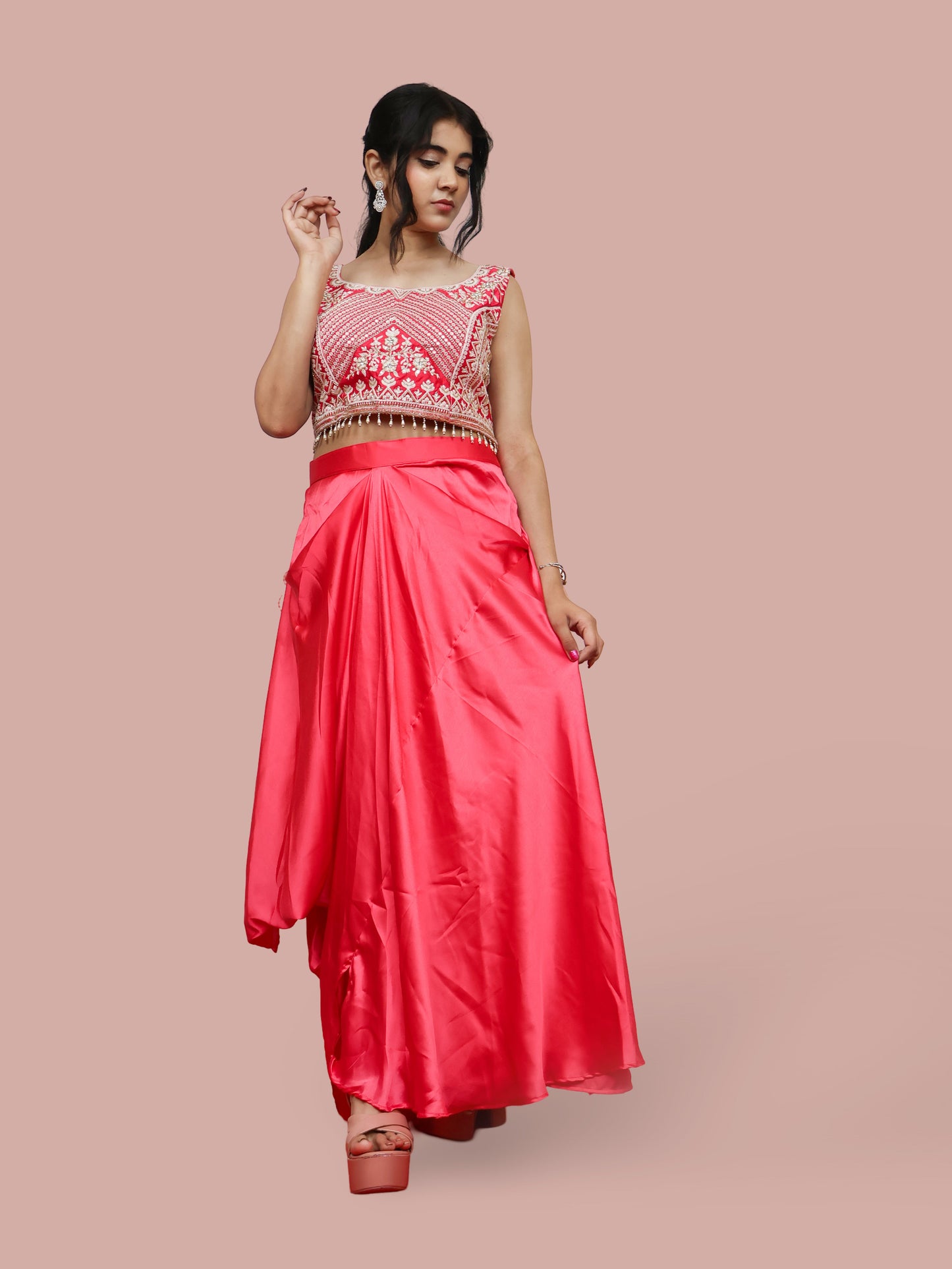 Pink Embroidered Co-Ord Set-3