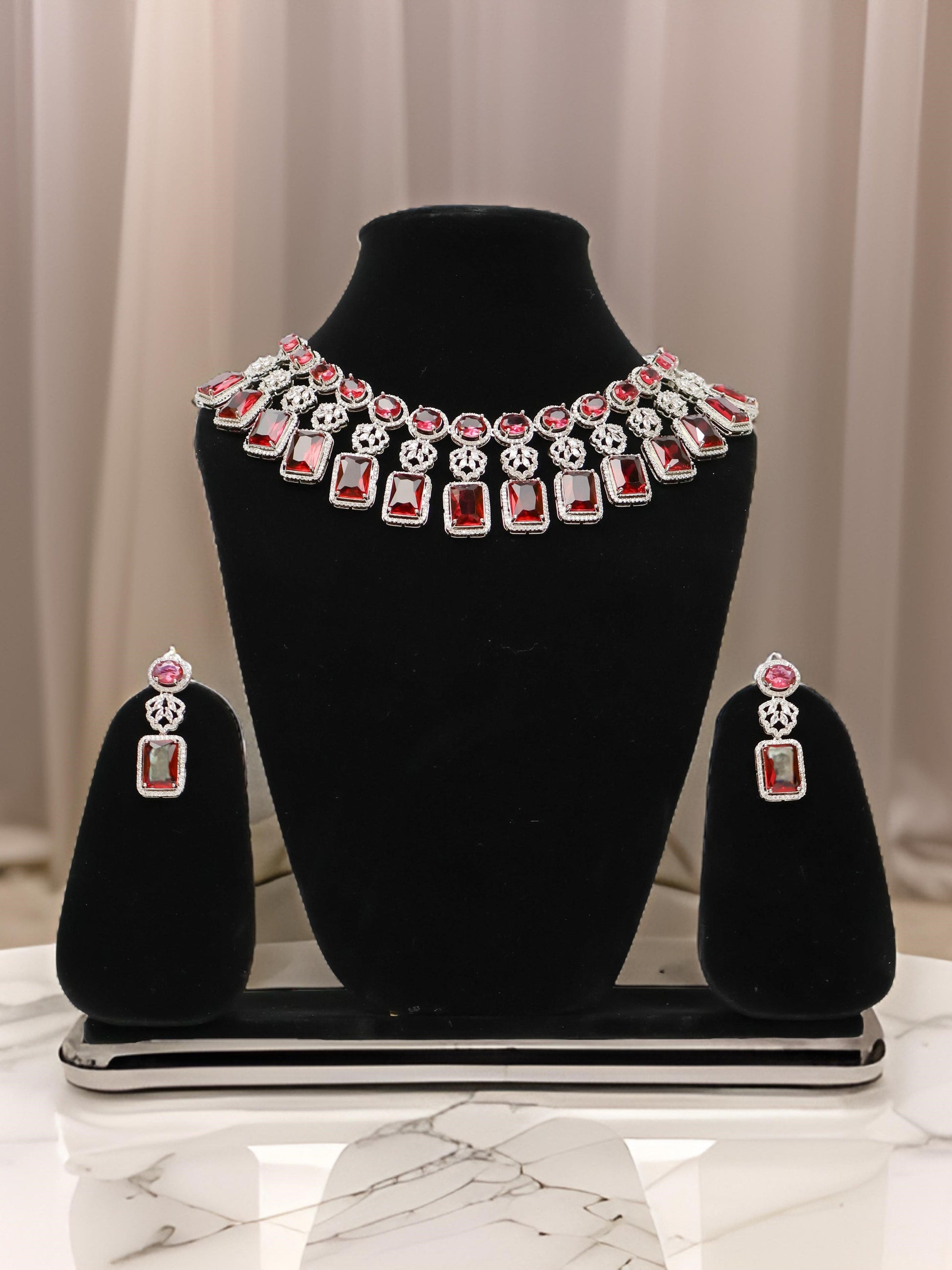 Silver Plated AD Necklace Sets-0