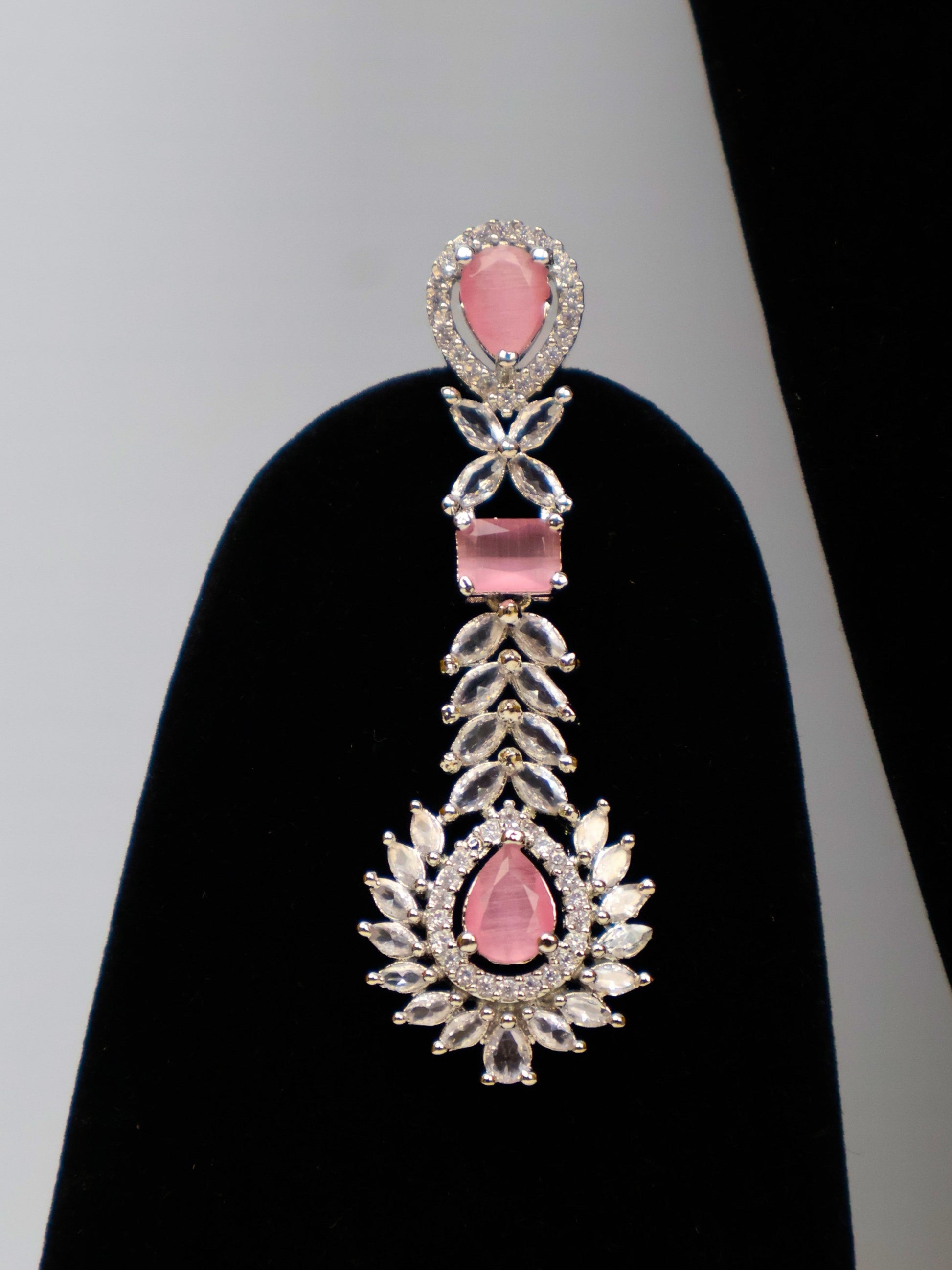 Silver Plated Pink AD Necklace Set-2