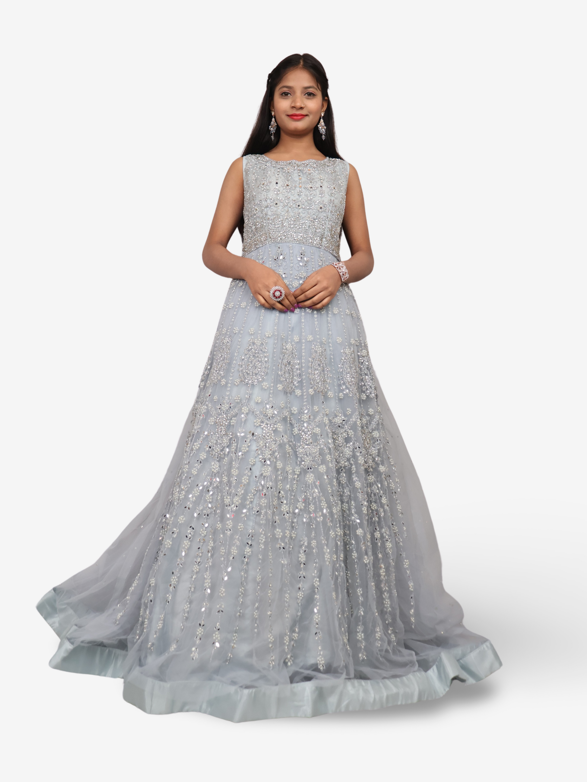 Net Fabric Gown with Pearl & Embroidery by Shreekama-1