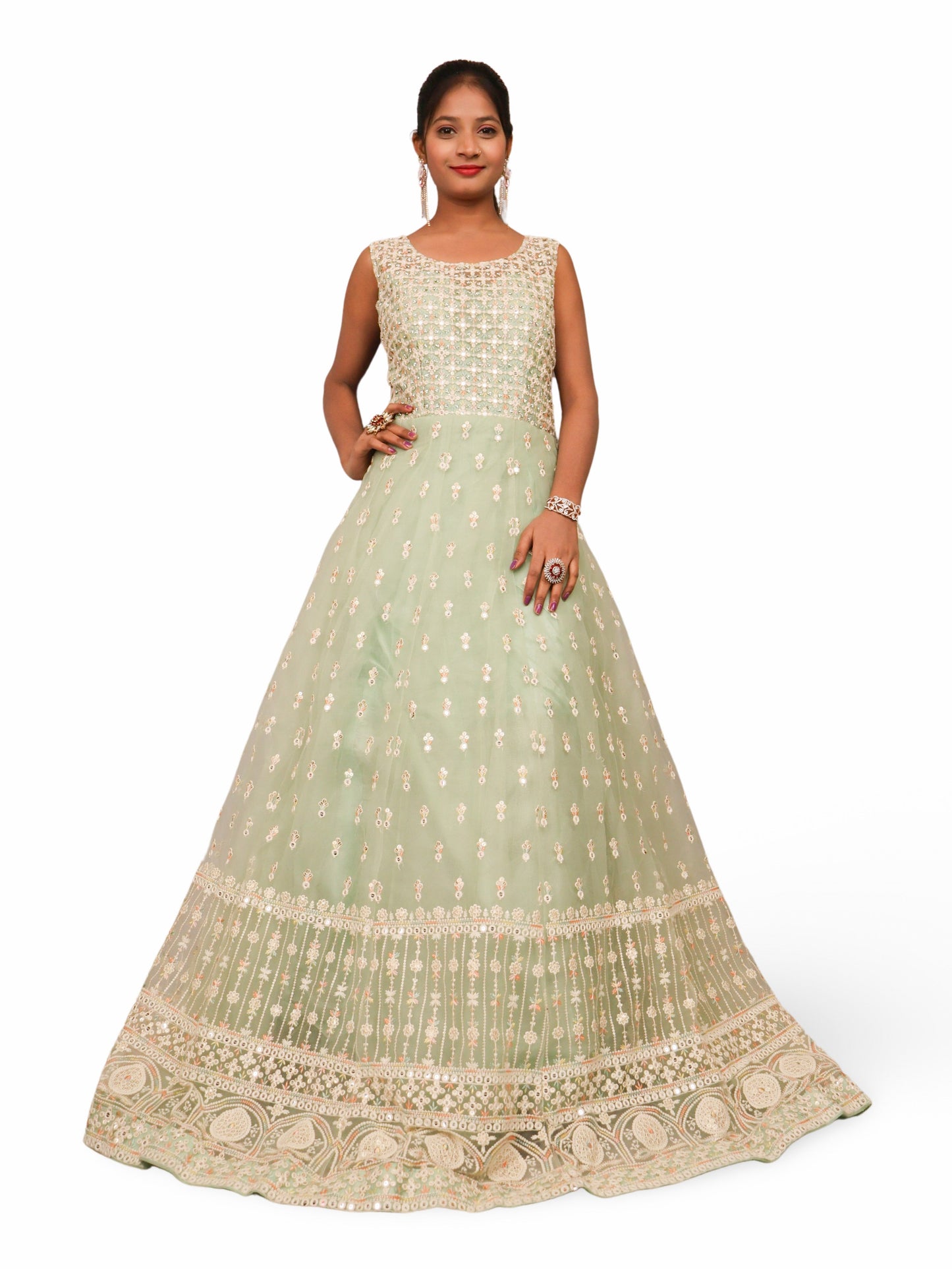 Net Fabric Gown with Sequin & Embroidery Work by Shreekama-1