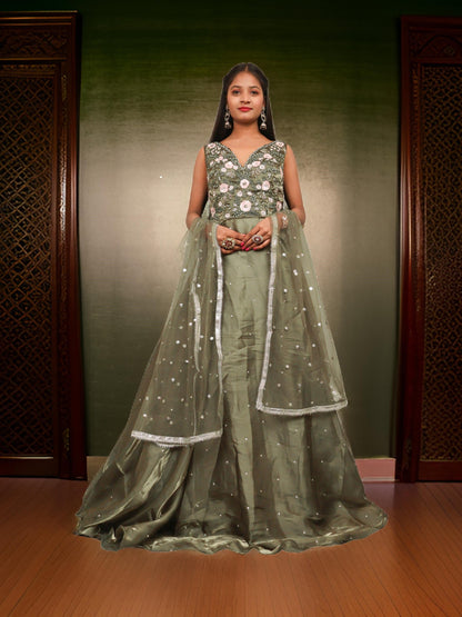 Gown with Sequin & Cut Dana Work by Shreekama-5