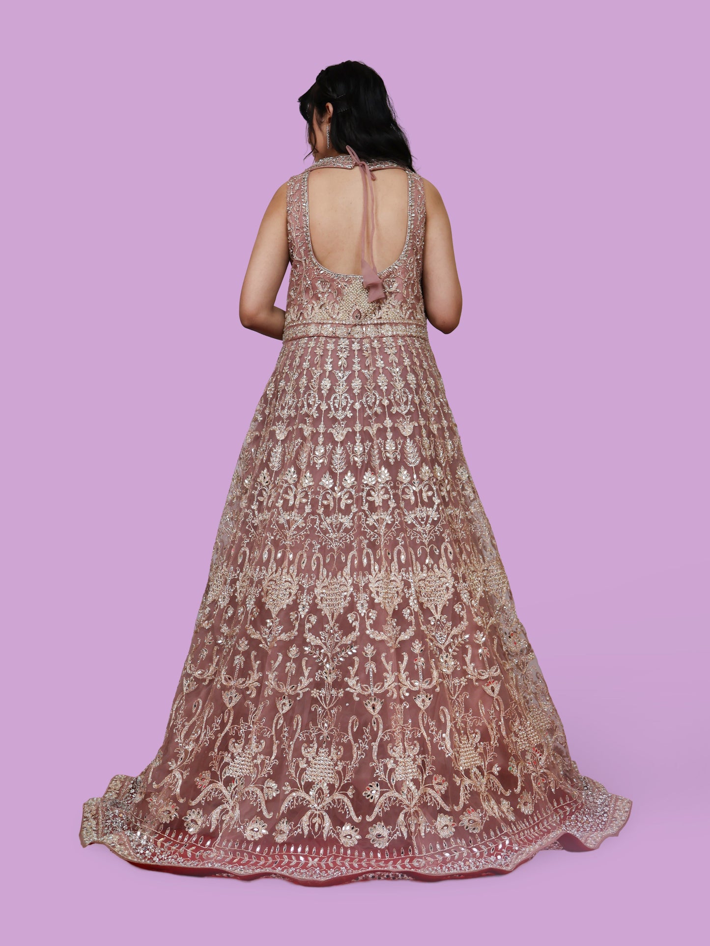 Nude Gown with Stones & Embroidery Work  by Shreekama-2