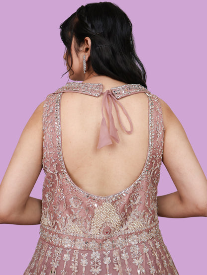 Nude Gown with Stones & Embroidery Work  by Shreekama-3