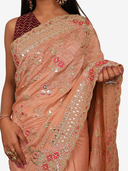 Designer Saree with Stone & Embroidery Work by Shreekama-3