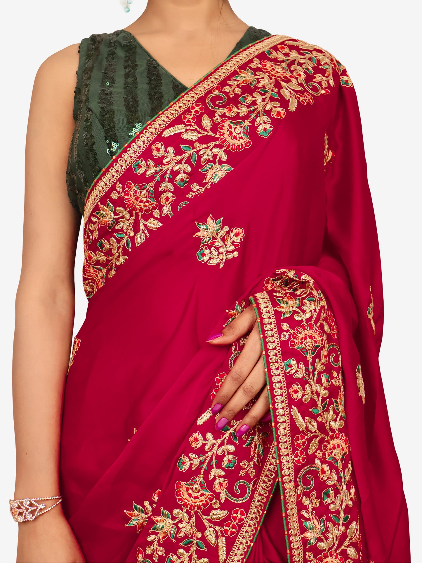 Designer Saree with Heavy embroidery Work by Shreekama-3