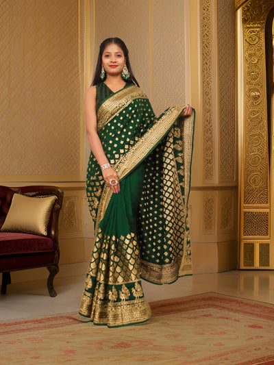 Designer Saree with Kundan & Heavy Embroidery Work by Shreekama-0