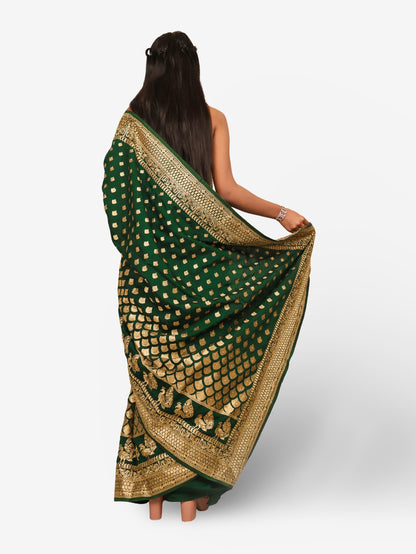 Designer Saree with Kundan & Heavy Embroidery Work by Shreekama-2