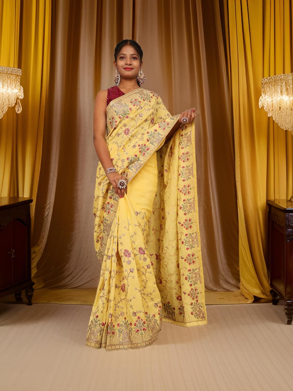 Designer Saree with Sequin & Embroidery Work by Shreekama-0