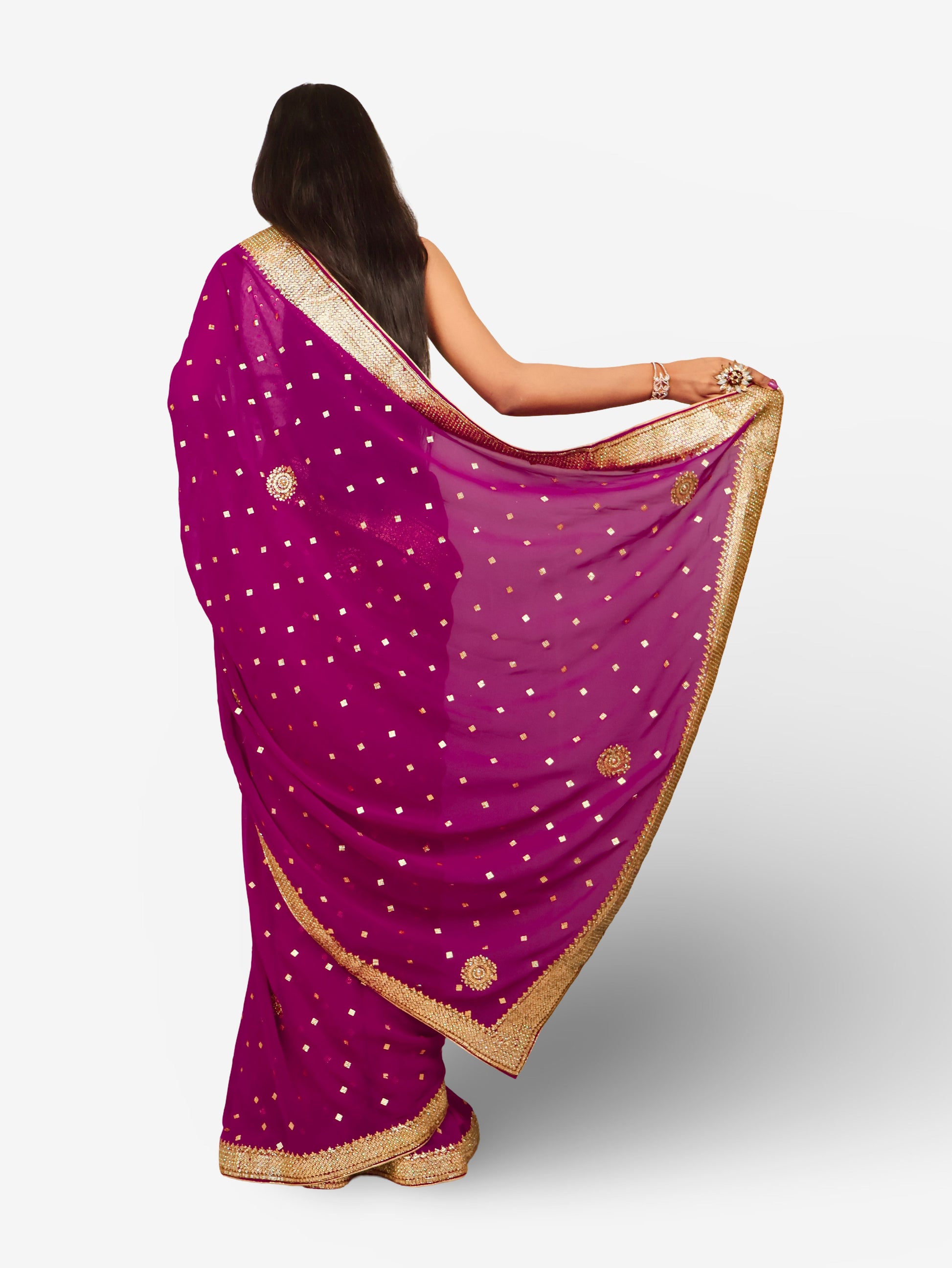 Designer Saree with Cut Dana & Beads by Shreekama-2