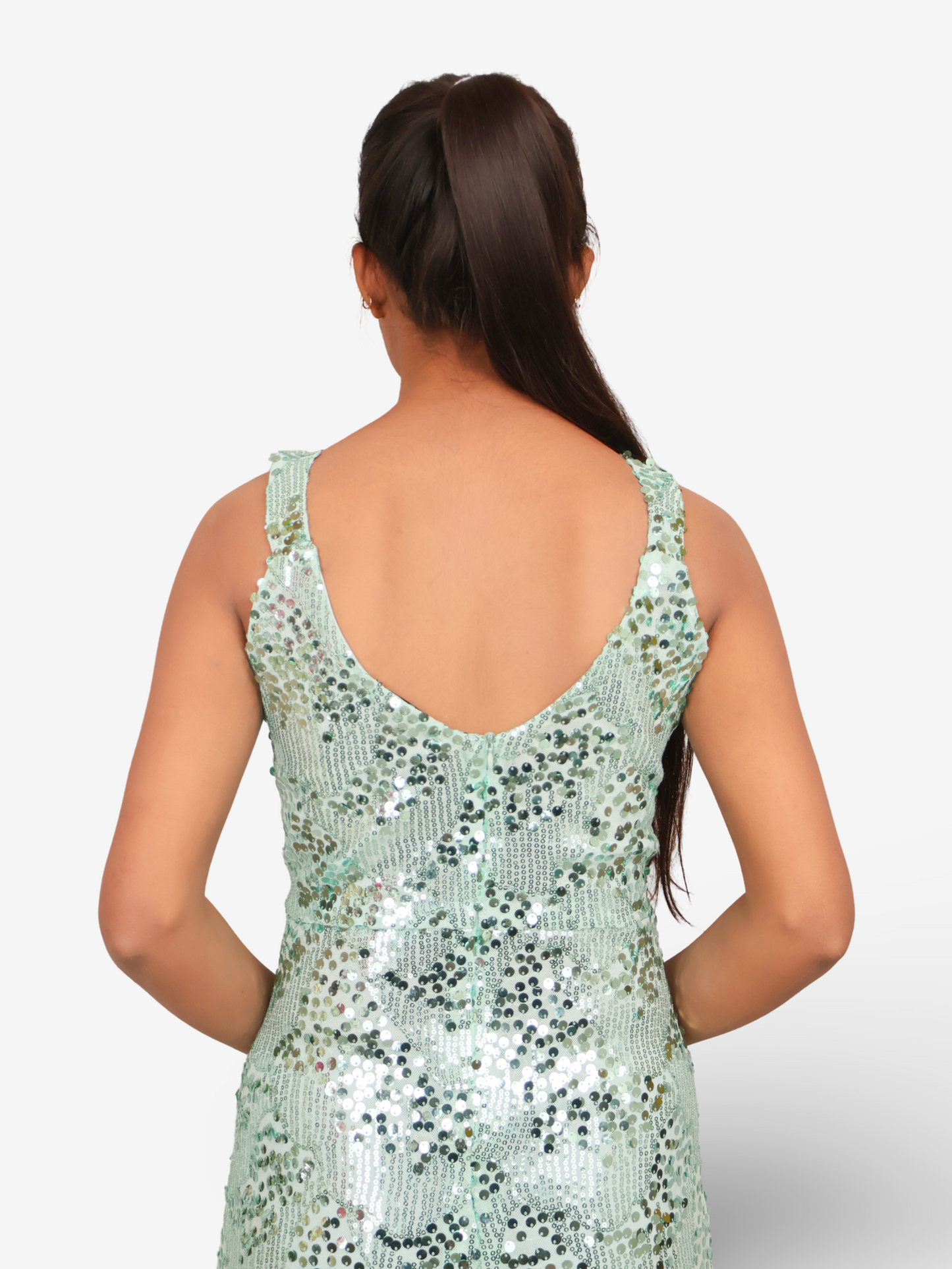 Sparkling Sequins Round Neck Bodycon Mini Dress by Shreekama-4