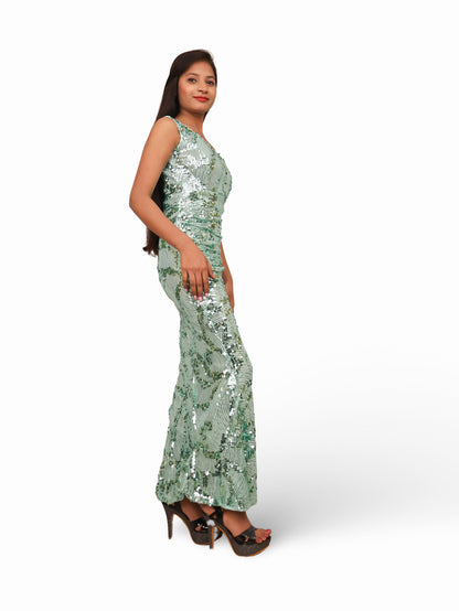 Sequins One-Shoulder Maxi Party Dress by Shreekama-1