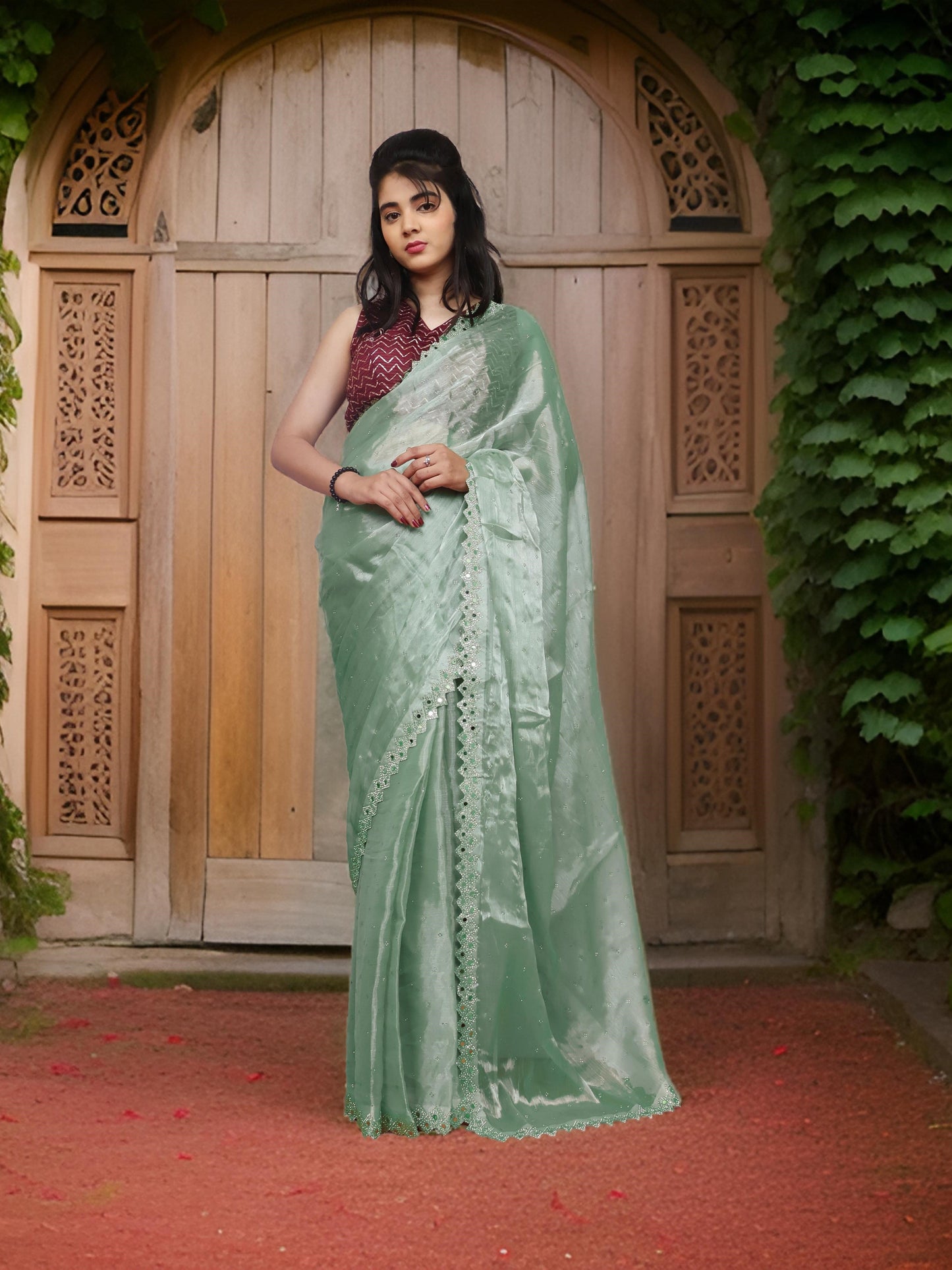 Designer Saree with Heavy Sequin & Stone Work by Shreekama-7