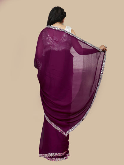 Designer Saree with American Diamond & Mirror Work by Shreekama-2