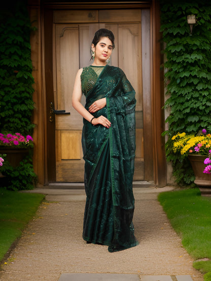 Designer Saree with Rhinestones & Sequin Work by Shreekama-6