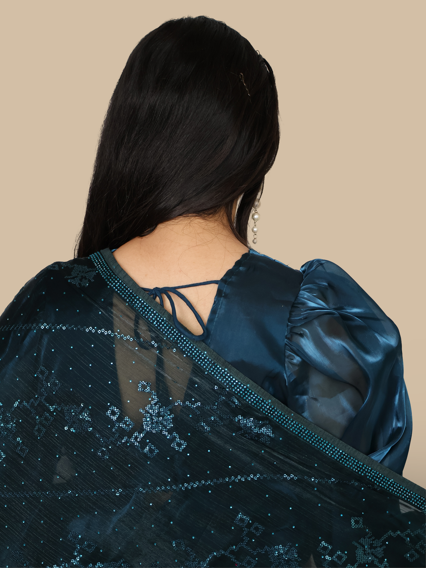 Designer Saree with Rhinestones & Sequin Work by Shreekama-3