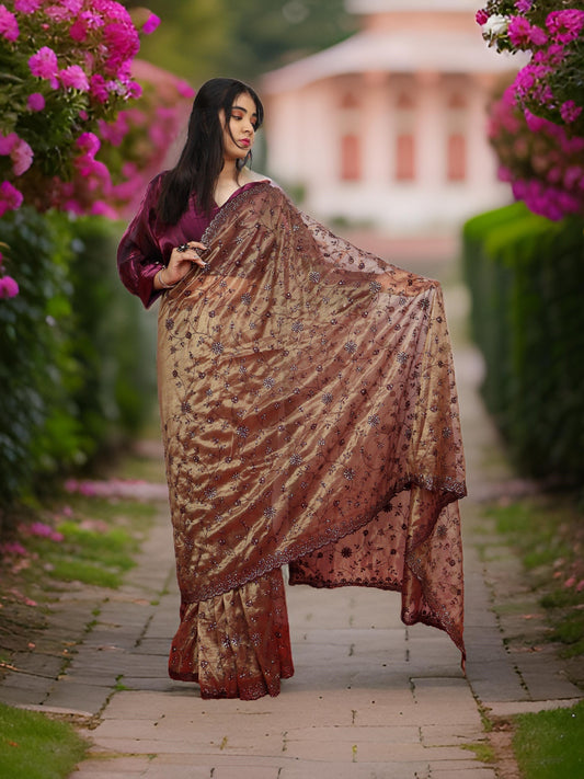 Designer Saree with Embroidery & Heavy Sequin Work by Shreekama-0