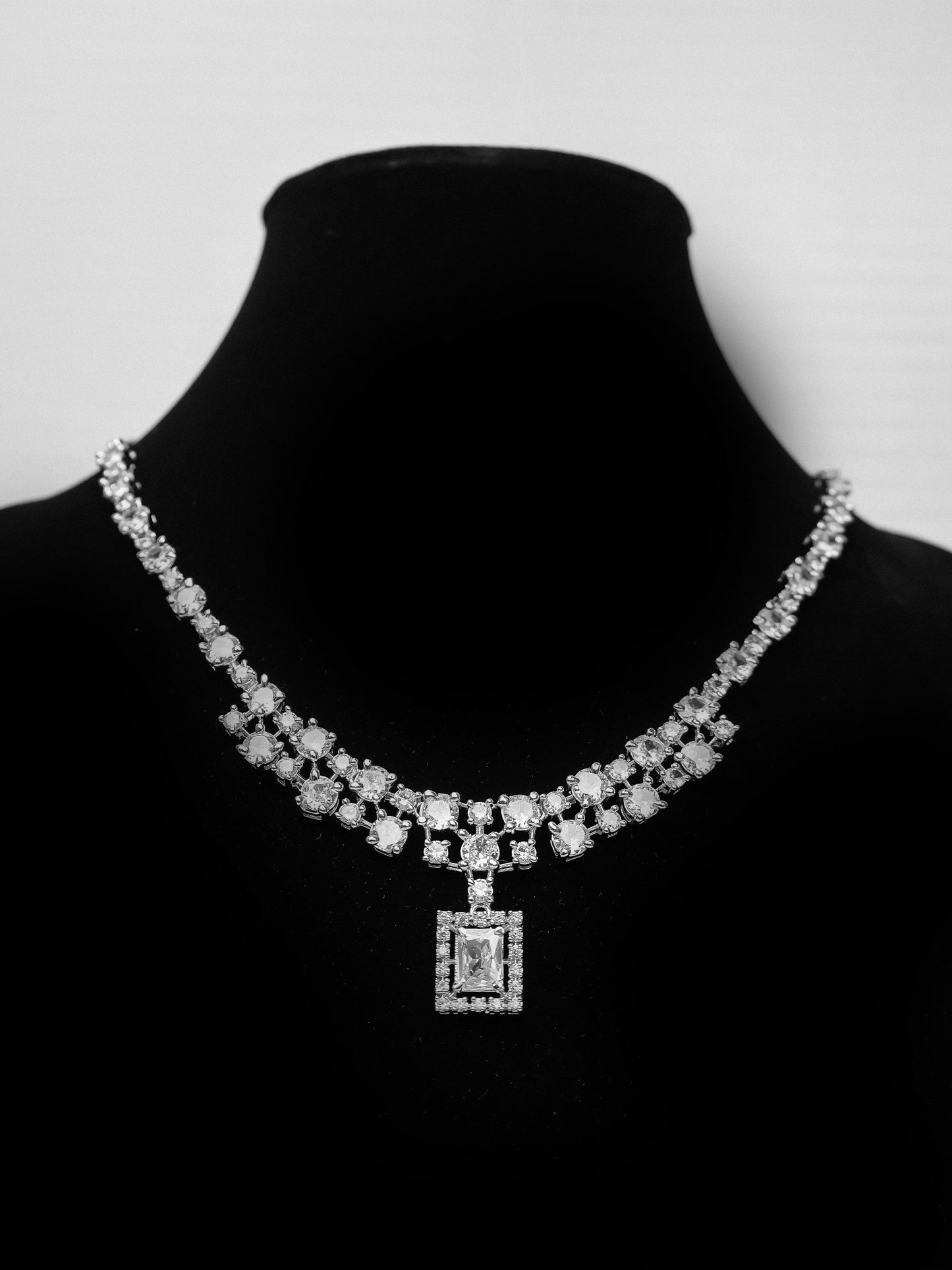 Silver Plated AD Necklace Set-1