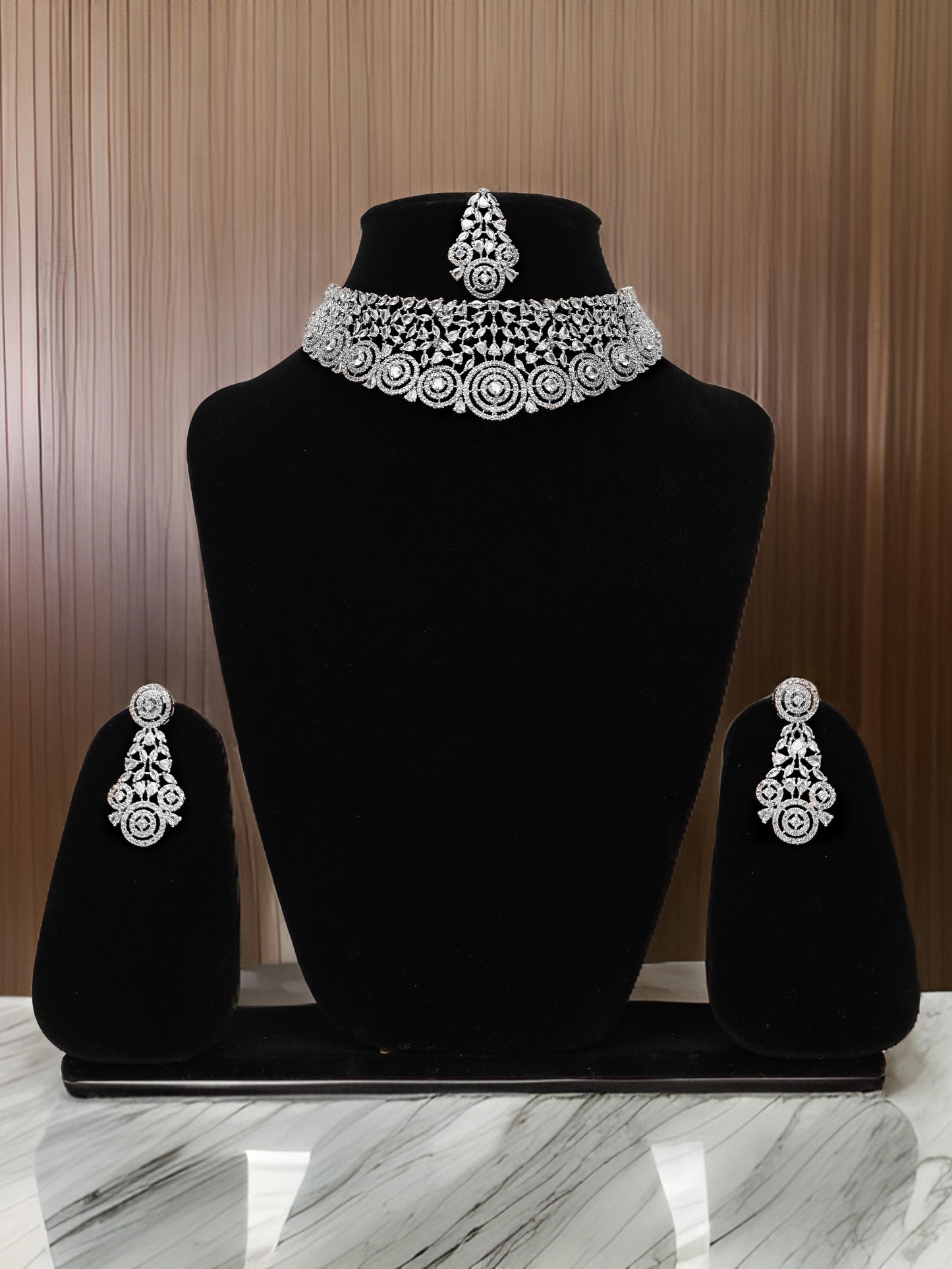 Silver Plated AD Necklace Set-0