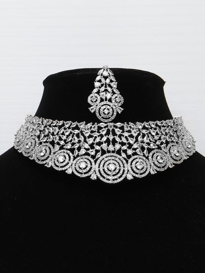 Silver Plated AD Necklace Set-1