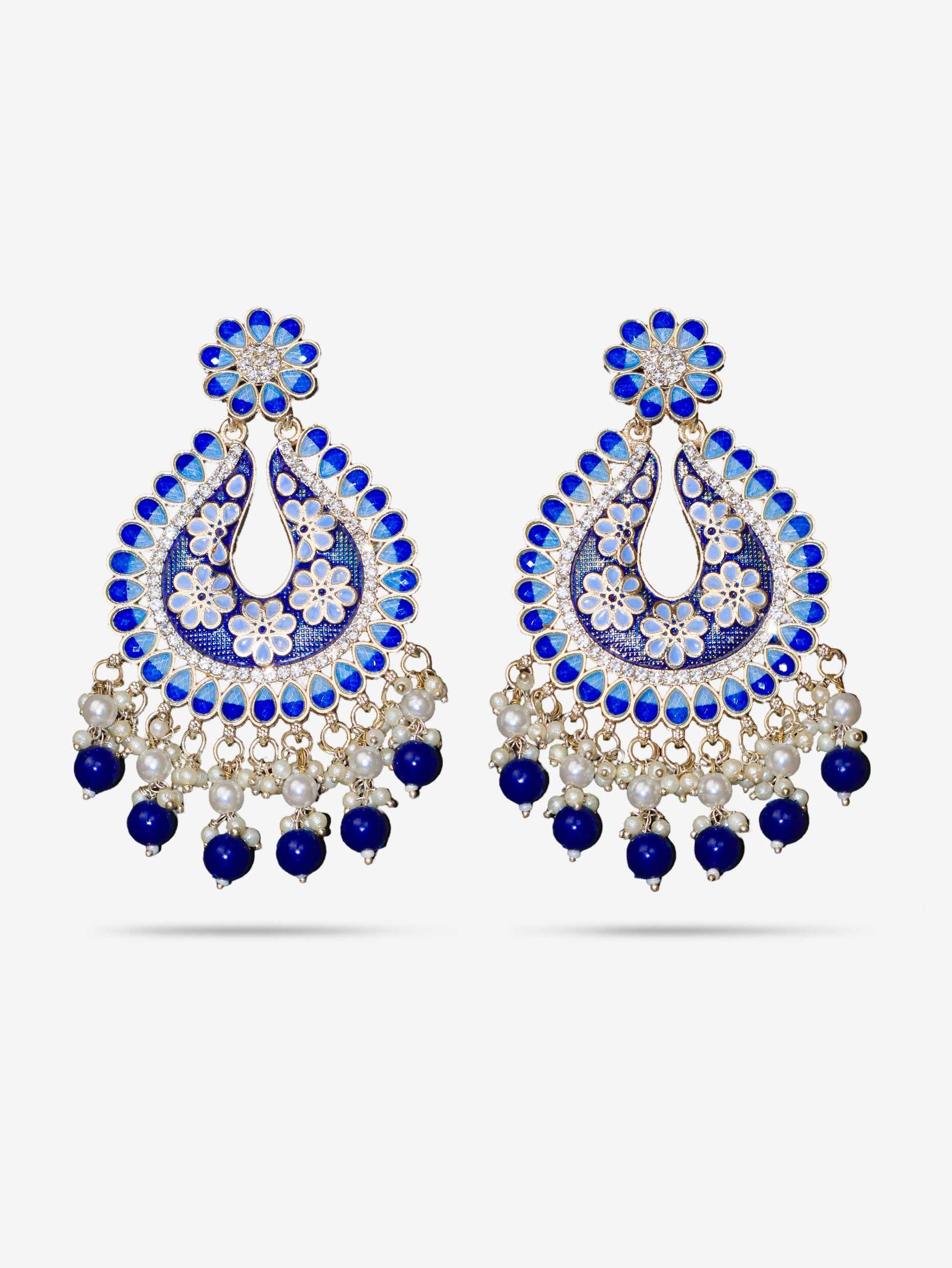 Jewels Chandbali Earrings for Women with Kundan Stones and Beads by Shreekama-0