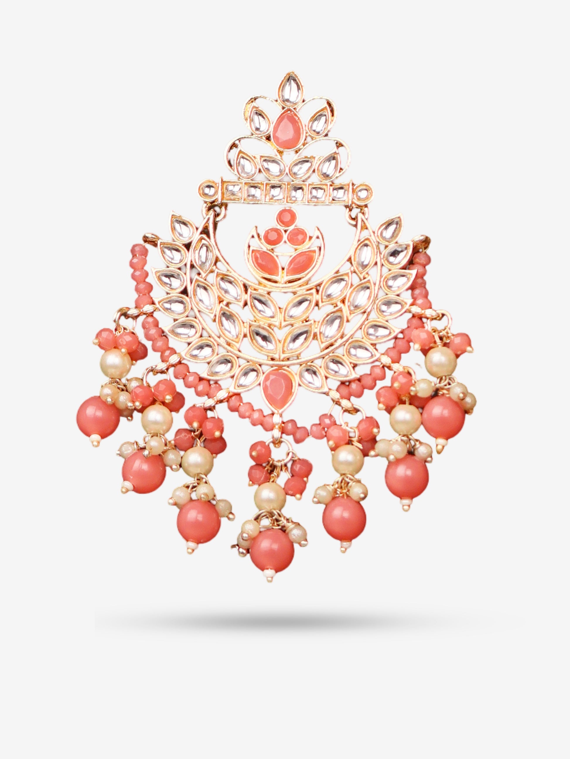 Kundan & Pearl Drop Earrings with Textured Detailing for Women by Shreekama-1