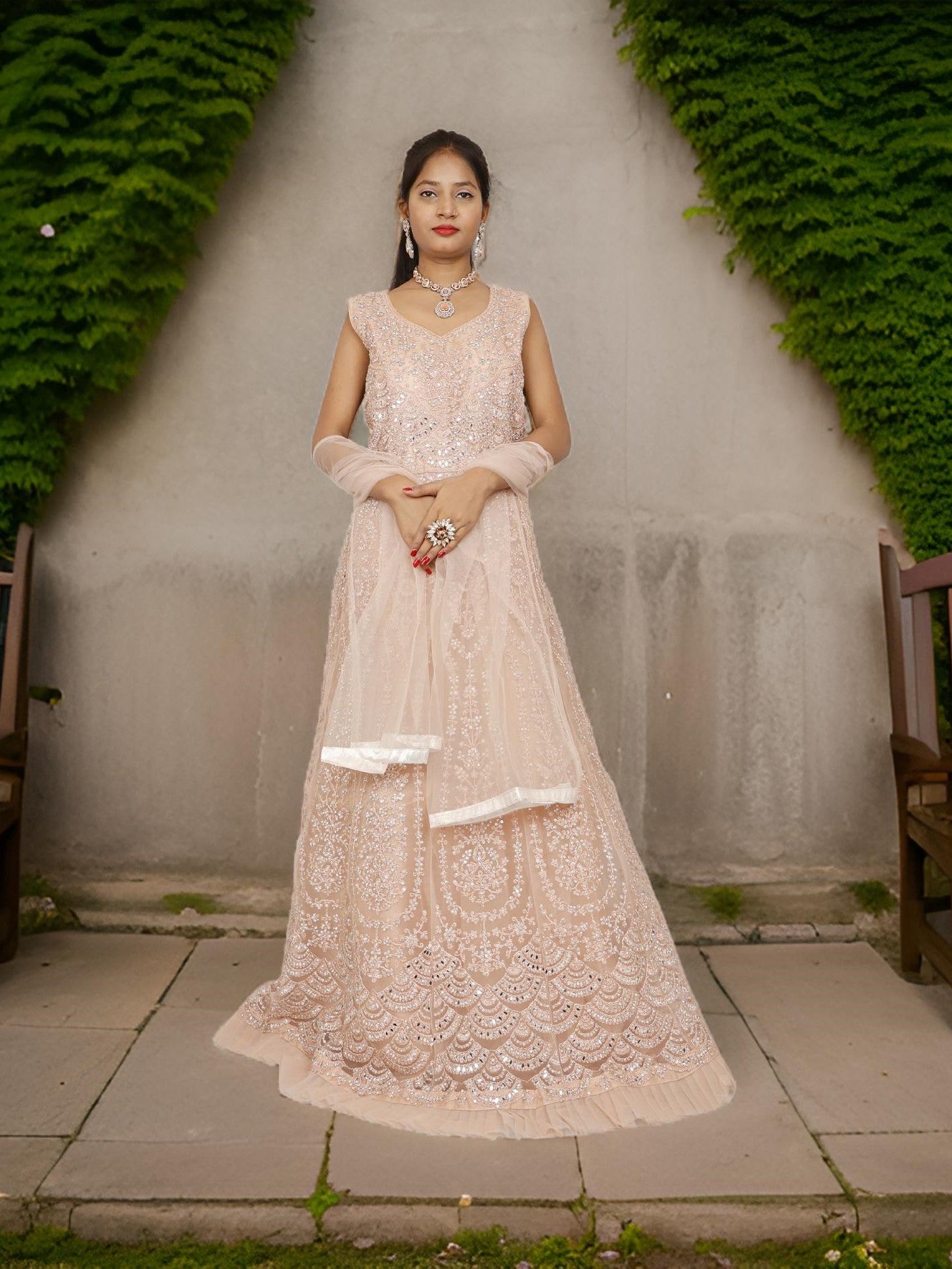 Gown with Thread Work & Stones by Shreekama-6