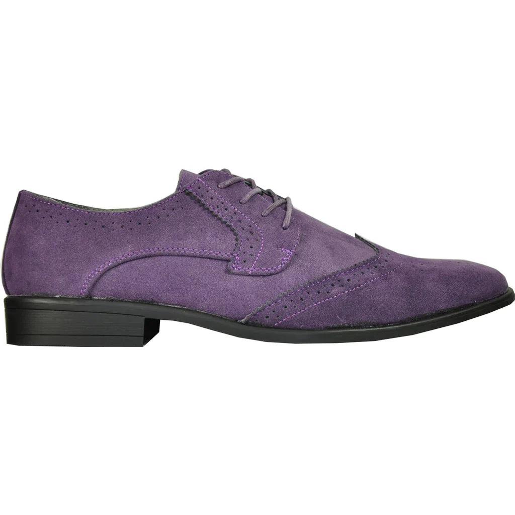 BRAVO Men Dress Shoe KING-3 Wingtip Oxford Shoe Purple-3