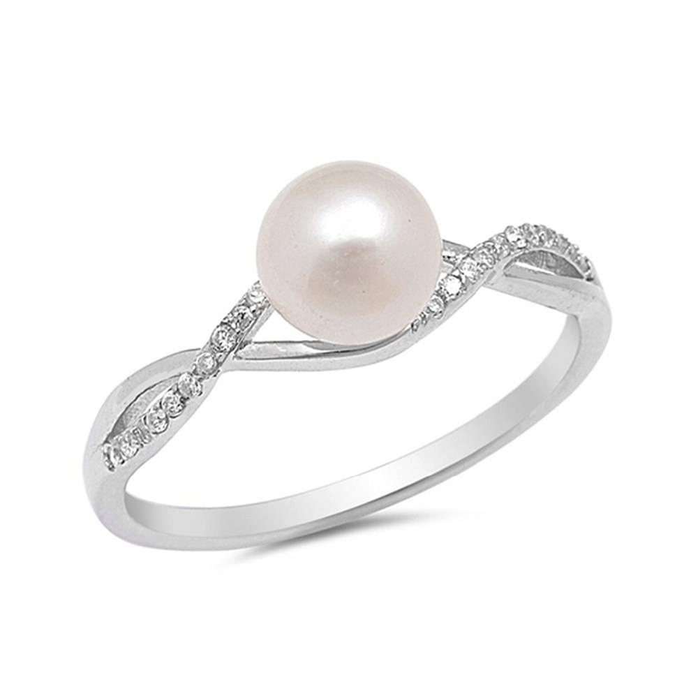 Freshwater White Pearls Venice Rings 8-9 mm AAA-0