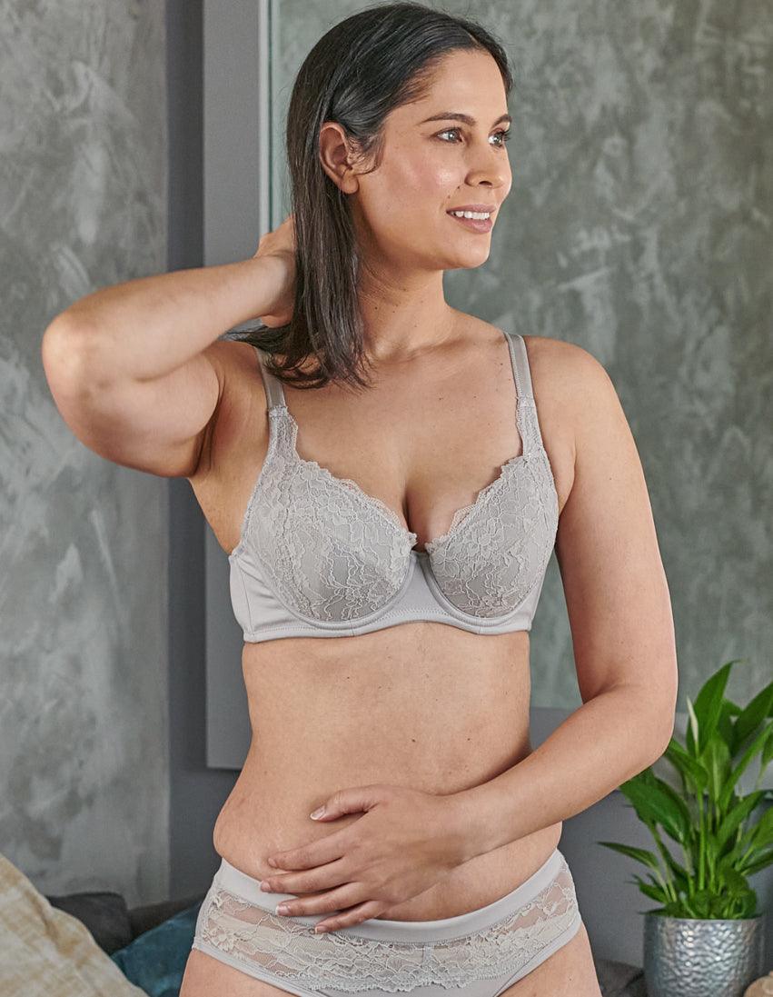 Mercury - Lace Silk & Organic Cotton Plunge Bra-0