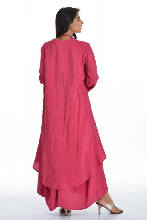 Mohini - Pink Cowl Dress with Necklace-1