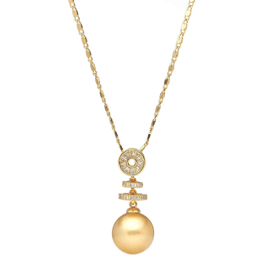 South Sea Gold Pearls Manly Pendant13-14 mm AAA-0