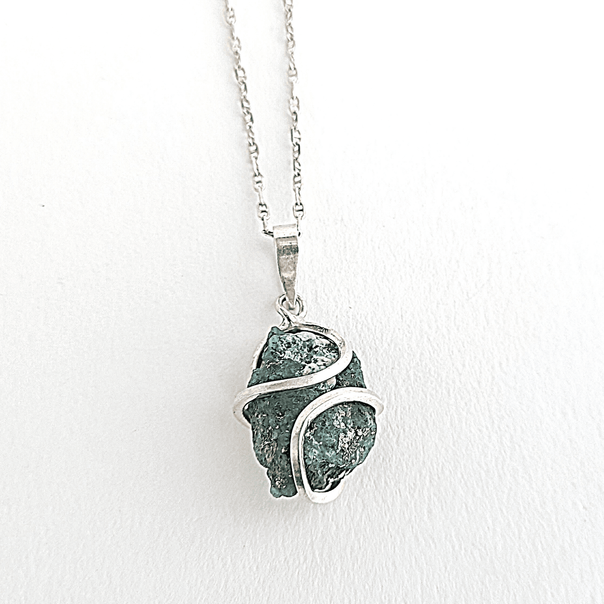 Handmade Pendant of Emerald in its Natural form in Italian Silver-0