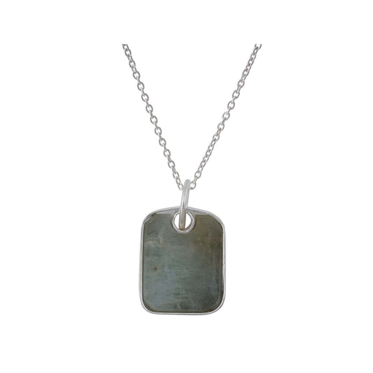 Aquamarine Pendant in rectangular shape for Men handmade in Silver 925-0